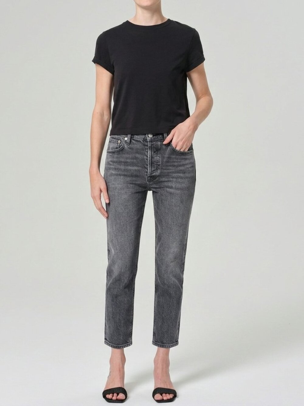 AGOLDE Riley High-rise Straight-leg Jeans Black Size 25 - Picture 10 of 10